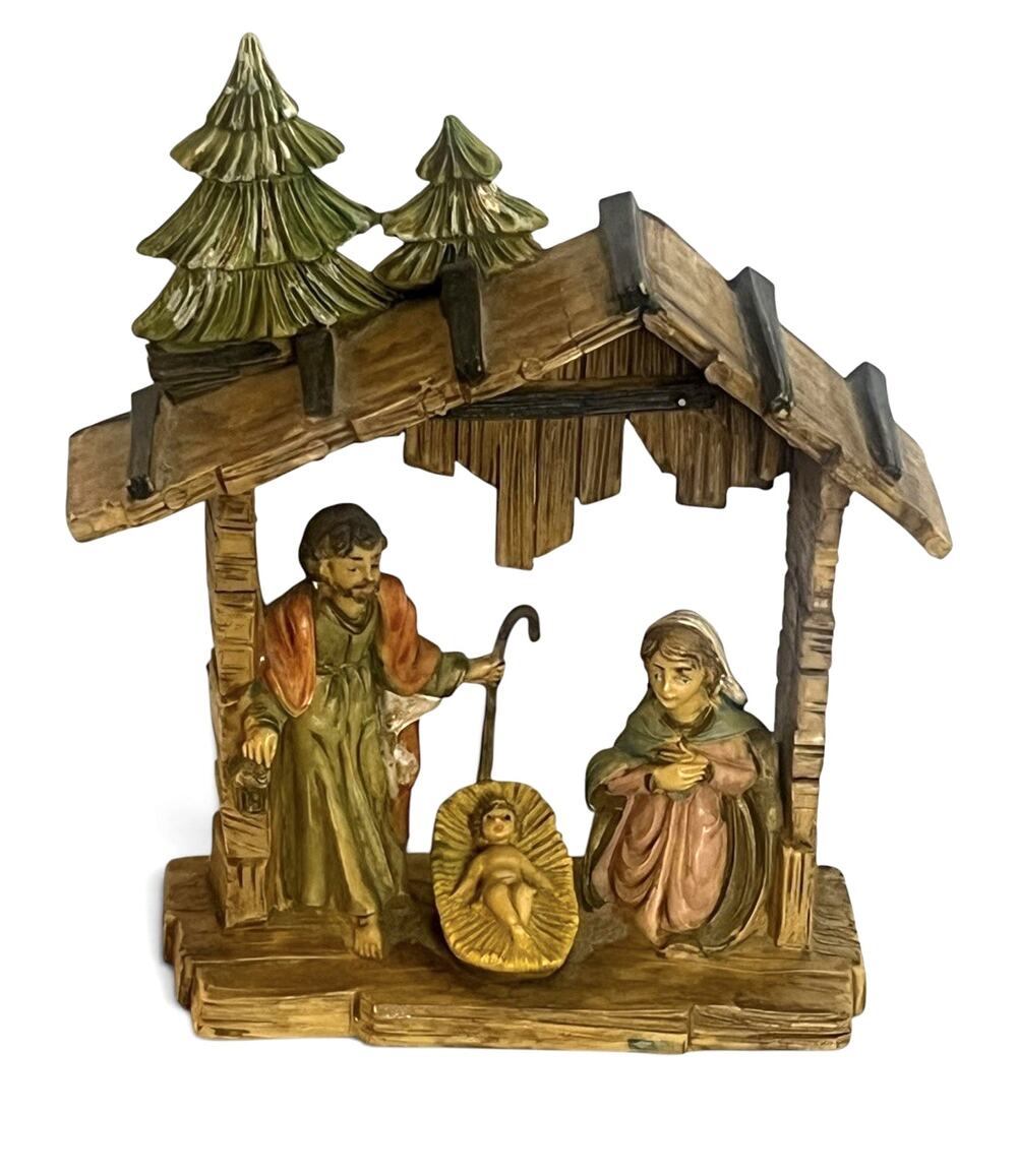 Vintage Nativity Christmas Decor Stable Mary Jesus Joseph Made in Italy 34